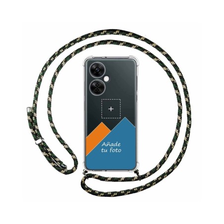 Personaliza tu Funda Colgante Transparente para Oneplus Nord CE 3 Lite 5G con Cordon Verde / Dorado Dibujo Personalizada