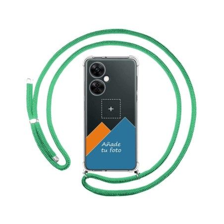 Personaliza tu Funda Colgante Transparente para Oneplus Nord CE 3 Lite 5G con Cordon Verde Agua Dibujo Personalizada