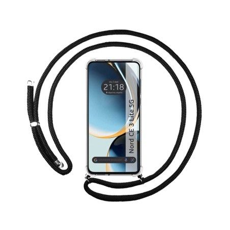 Funda Colgante Transparente para Oneplus Nord CE 3 Lite 5G con Cordon Negro