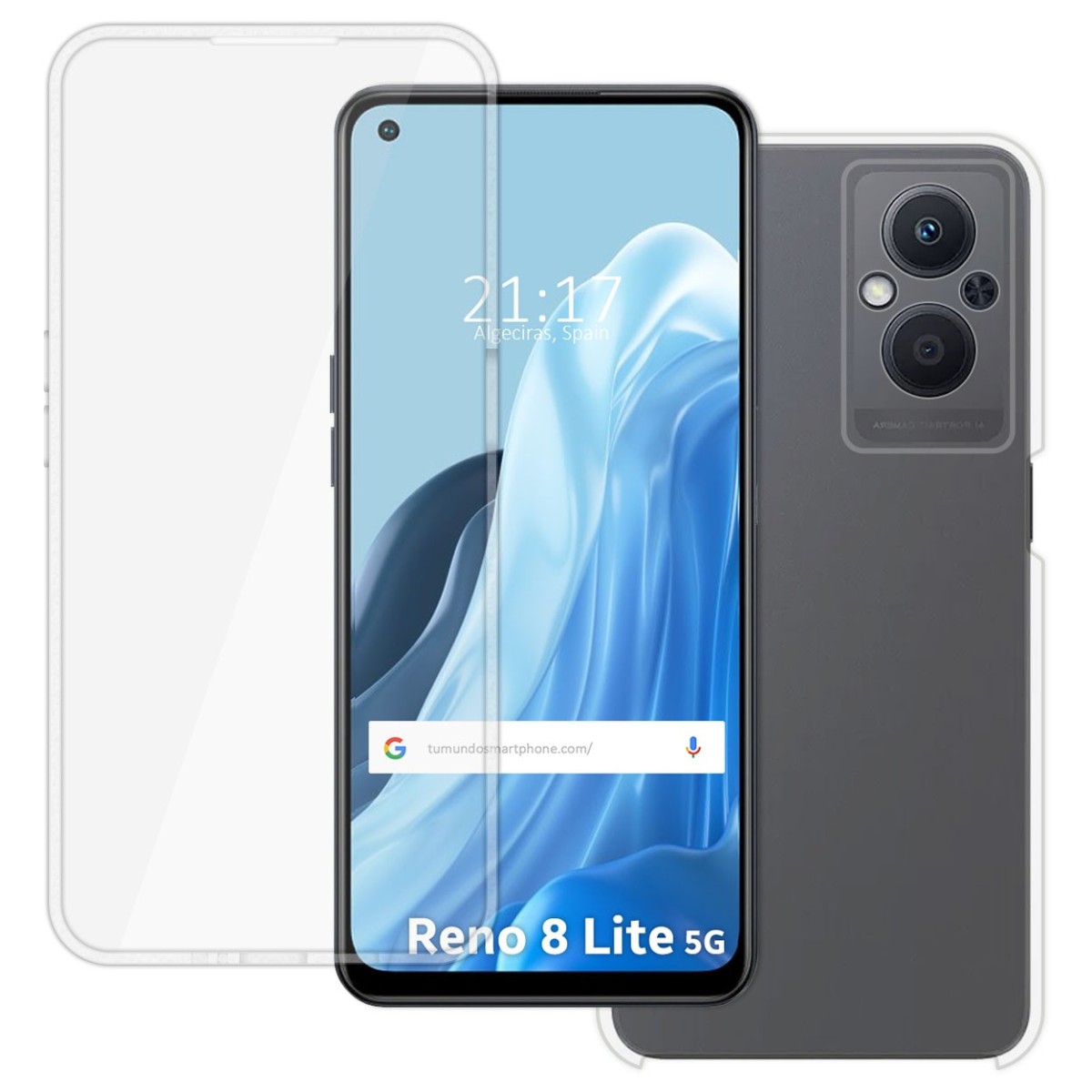 Funda Doble Transparente Pc + Tpu Full Body 360 para Oppo Reno 8 Lite 5G