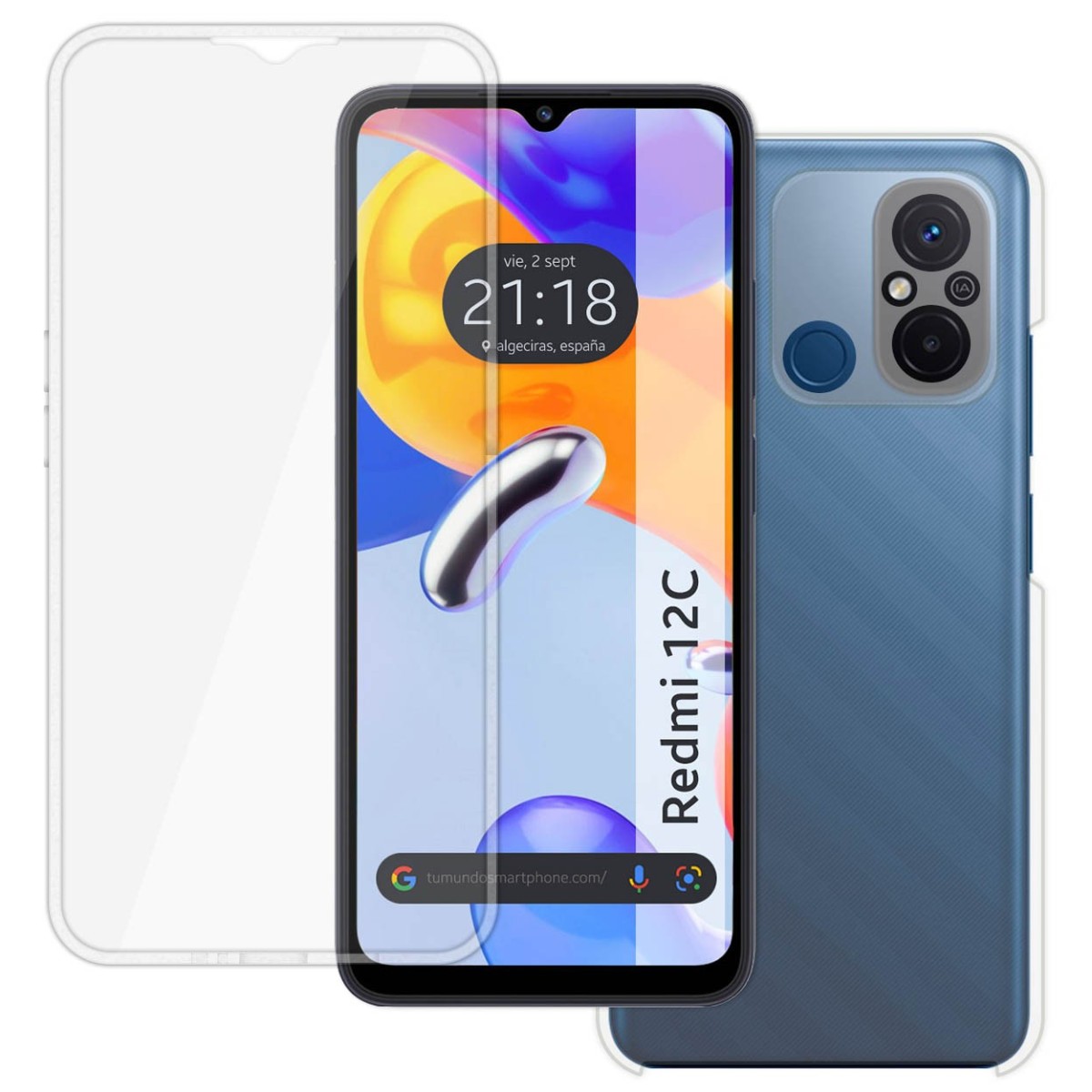 Funda Doble Transparente Pc + Tpu Full Body 360 compatible con Xiaomi Redmi 12C