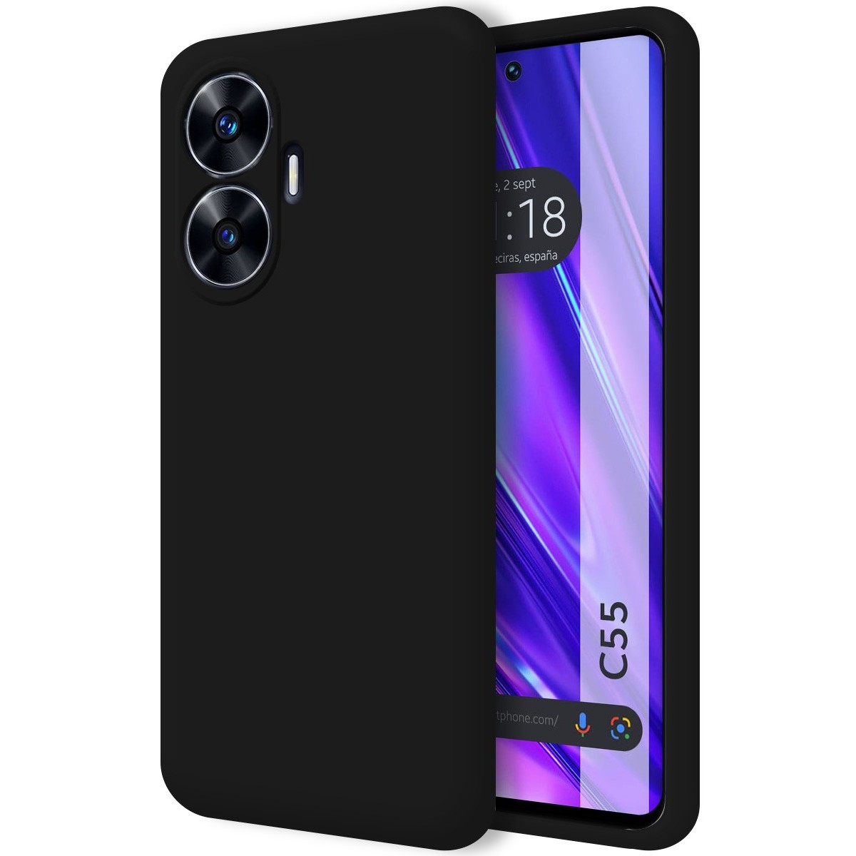 Funda Silicona Líquida Ultra Suave para Realme C55 color Negra