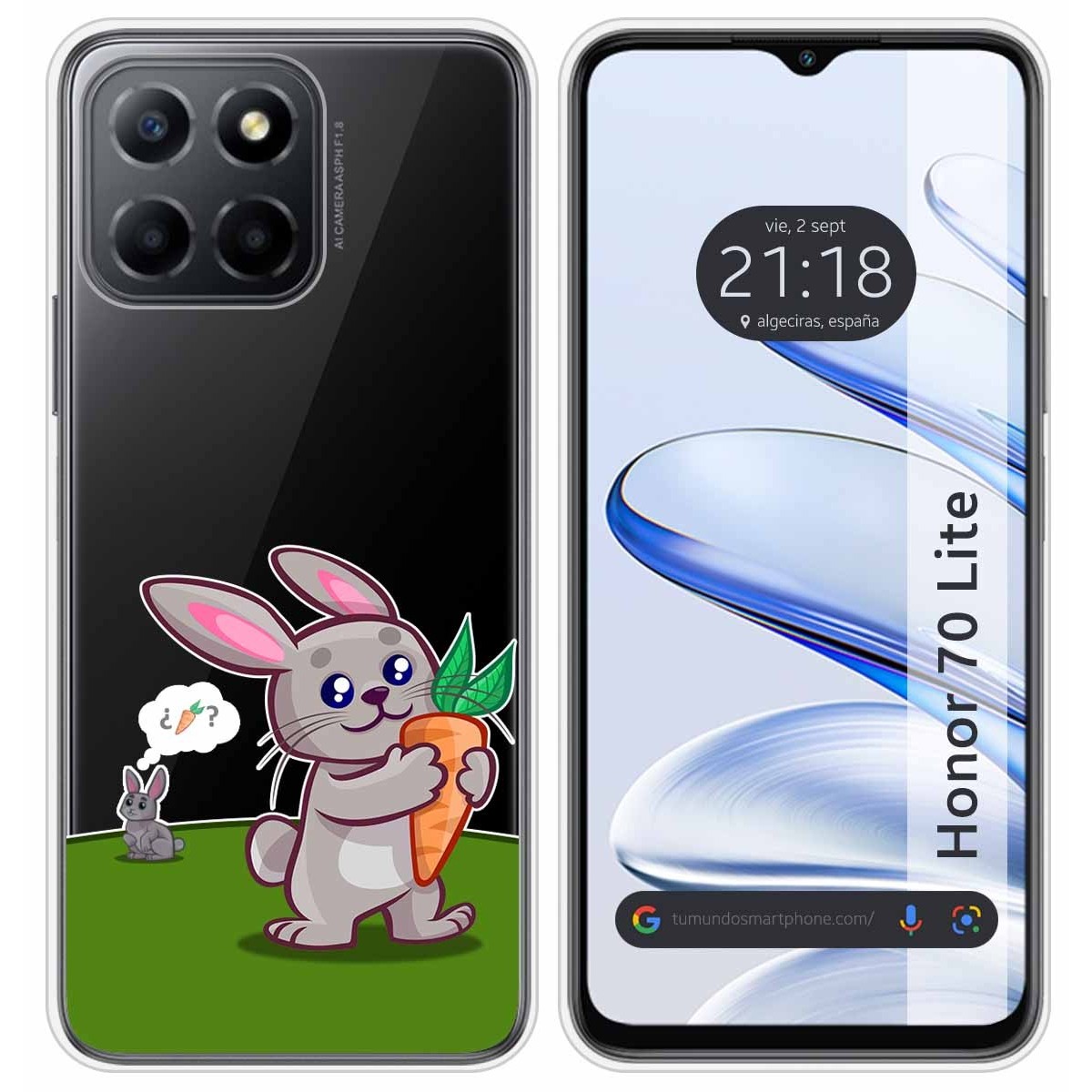 Funda Silicona Transparente para Huawei Honor 70 Lite 5G diseño Conejo Dibujos