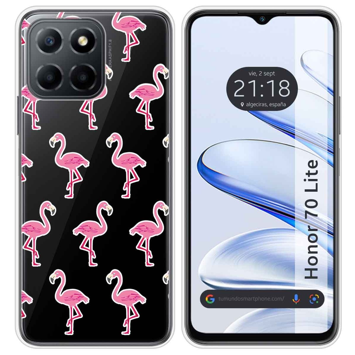 Funda Silicona Transparente para Huawei Honor 70 Lite 5G diseño Flamenco Dibujos