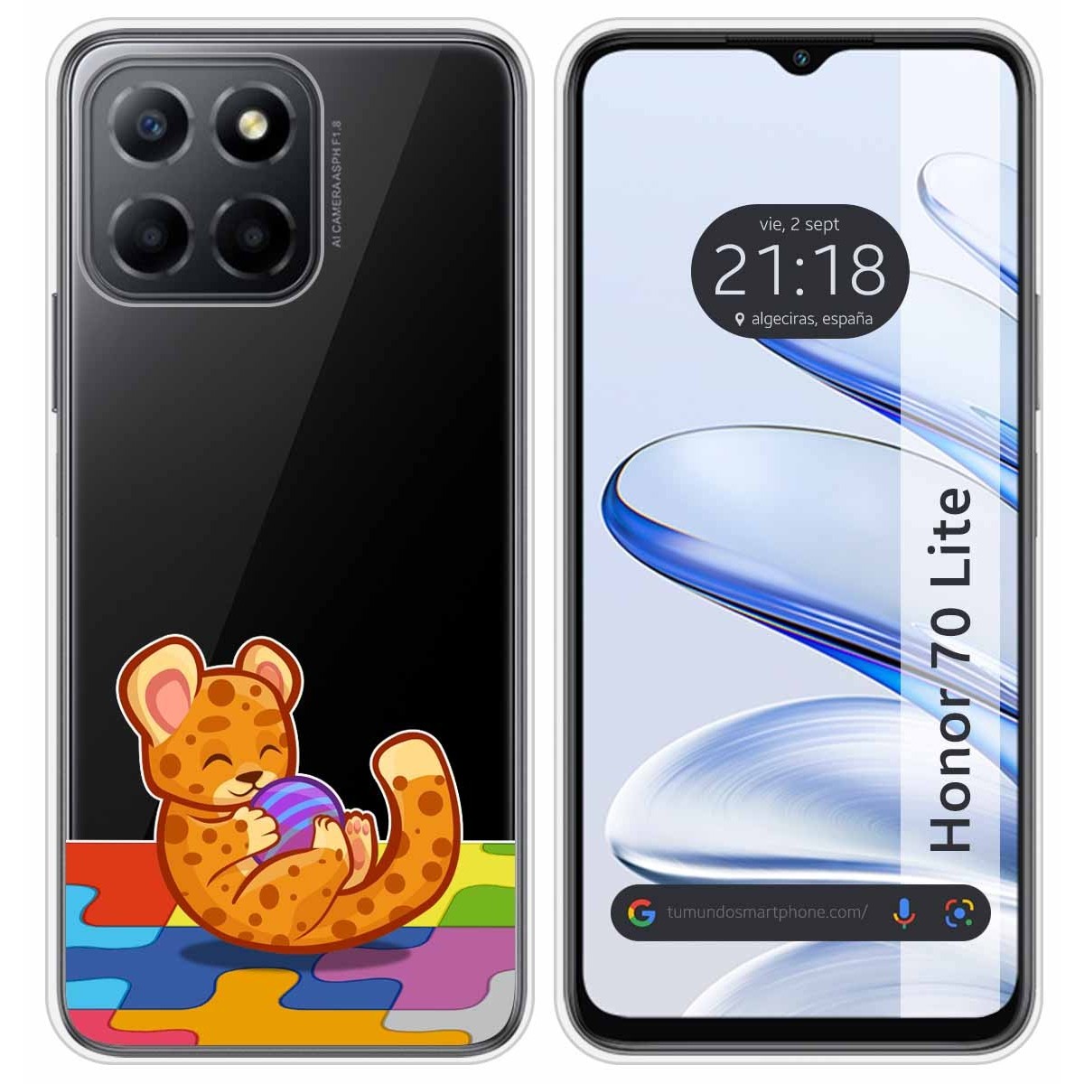 Funda Silicona Transparente para Huawei Honor 70 Lite 5G diseño Leopardo Dibujos