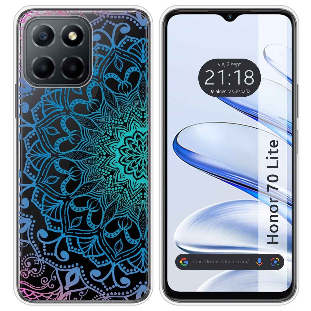 Funda Silicona Transparente para Huawei Honor 70 Lite 5G diseño Mandala Dibujos