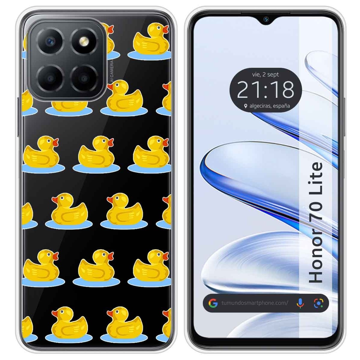 Funda Silicona Transparente para Huawei Honor 70 Lite 5G diseño Pato Dibujos