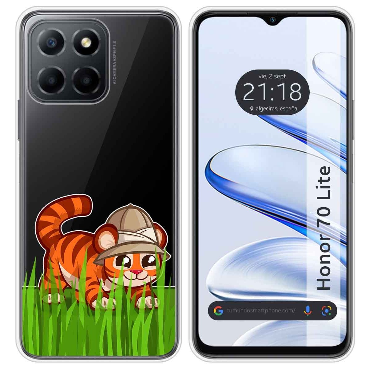 Funda Silicona Transparente para Huawei Honor 70 Lite 5G diseño Tigre Dibujos