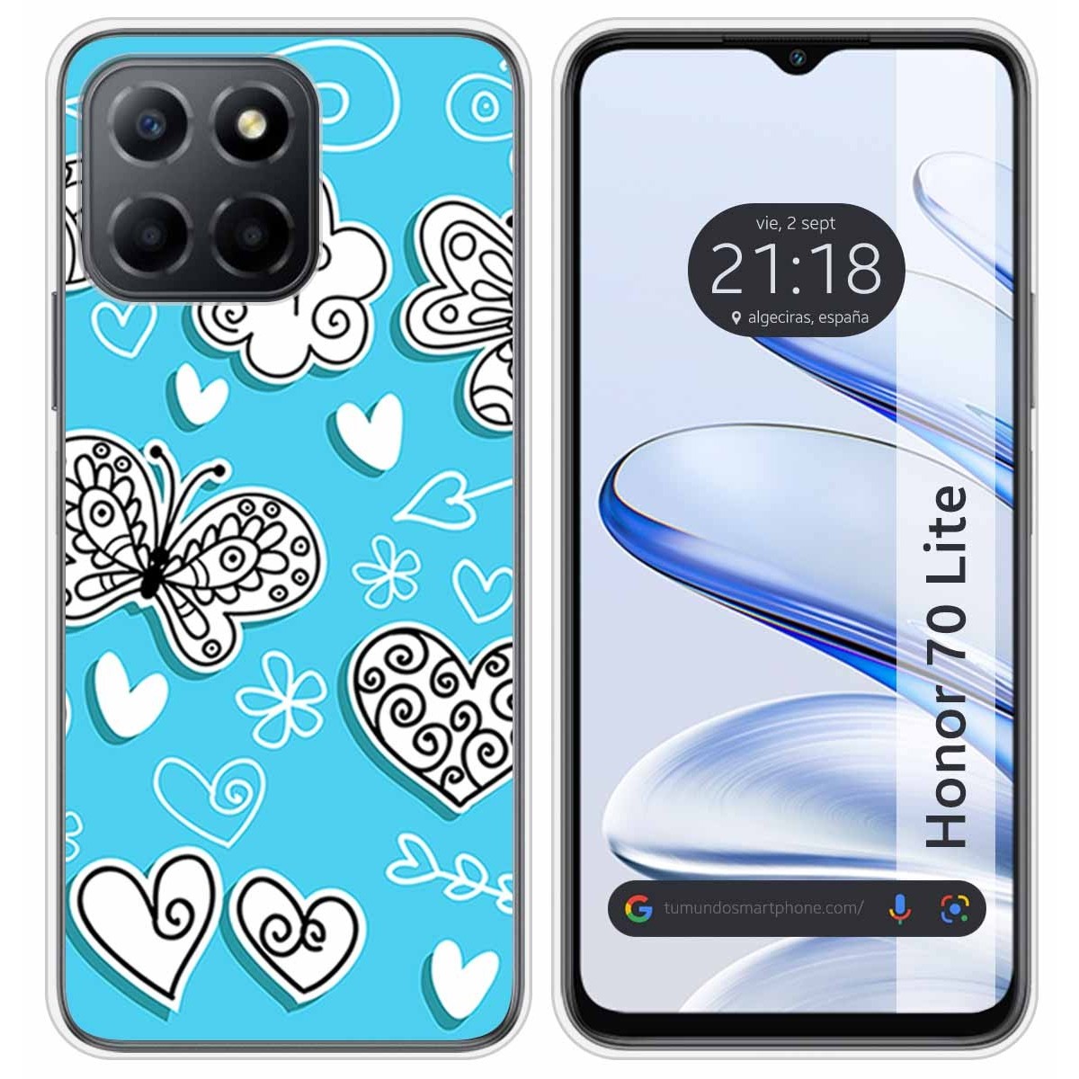 Funda Silicona para Huawei Honor 70 Lite 5G diseño Mariposas Dibujos