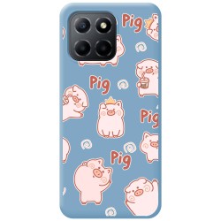 Funda Silicona Líquida Azul para Huawei Honor 70 Lite 5G diseño Cerdos Dibujos