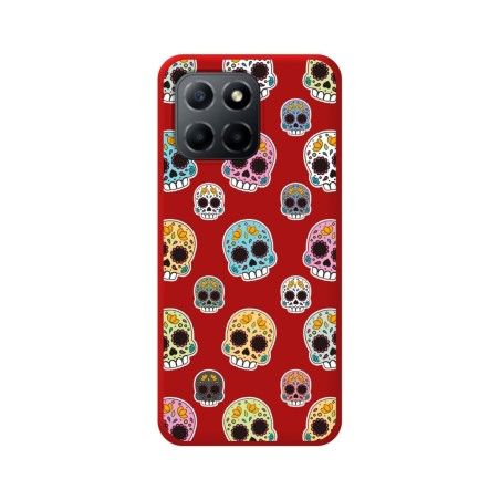 Funda Silicona Líquida Roja para Huawei Honor 70 Lite 5G diseño Catrina Dibujos