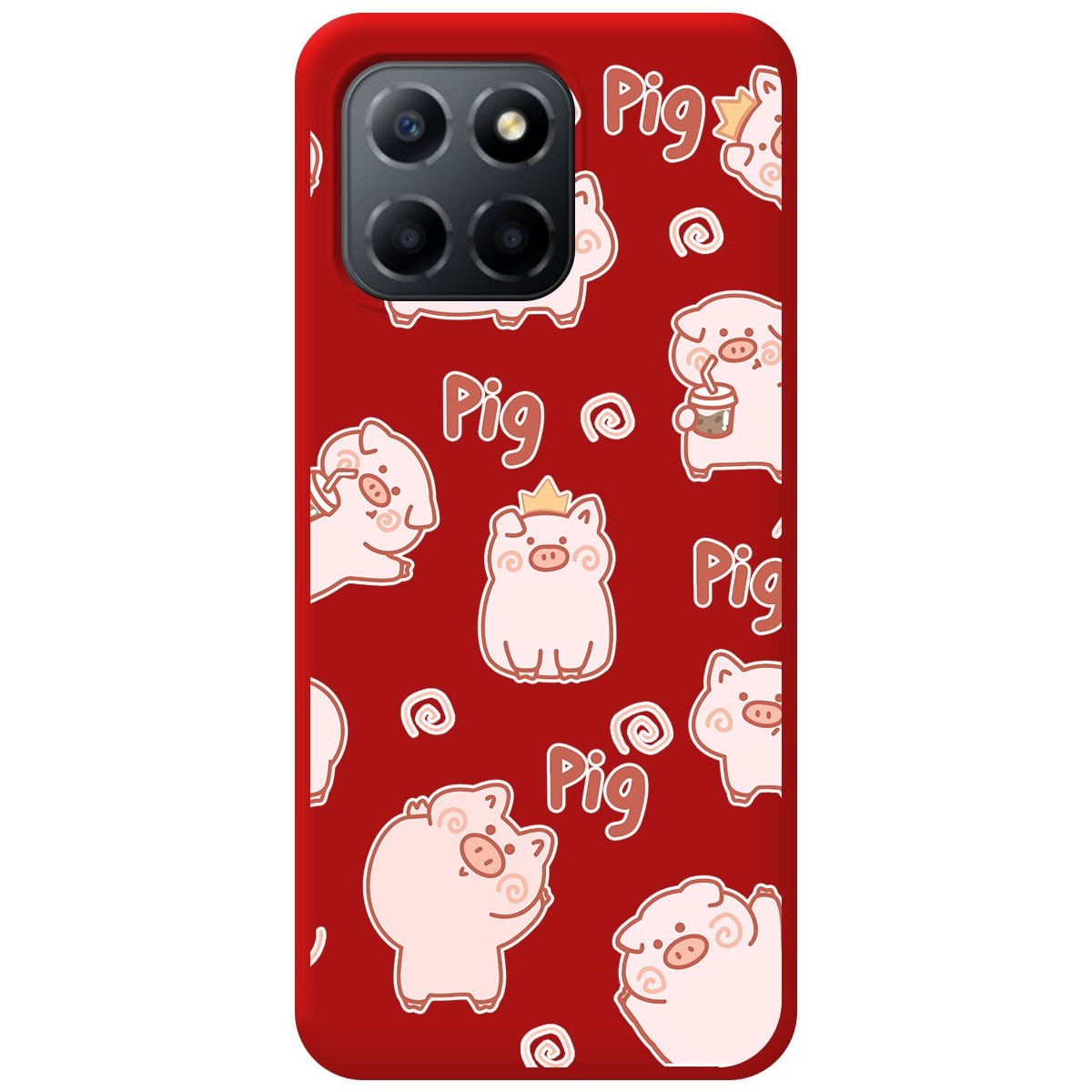 Funda Silicona Líquida Roja para Huawei Honor 70 Lite 5G diseño Cerdos Dibujos