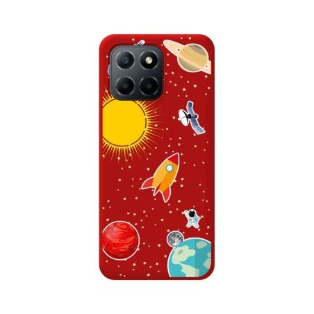 Funda Silicona Líquida Roja para Huawei Honor 70 Lite 5G diseño Espacio Dibujos
