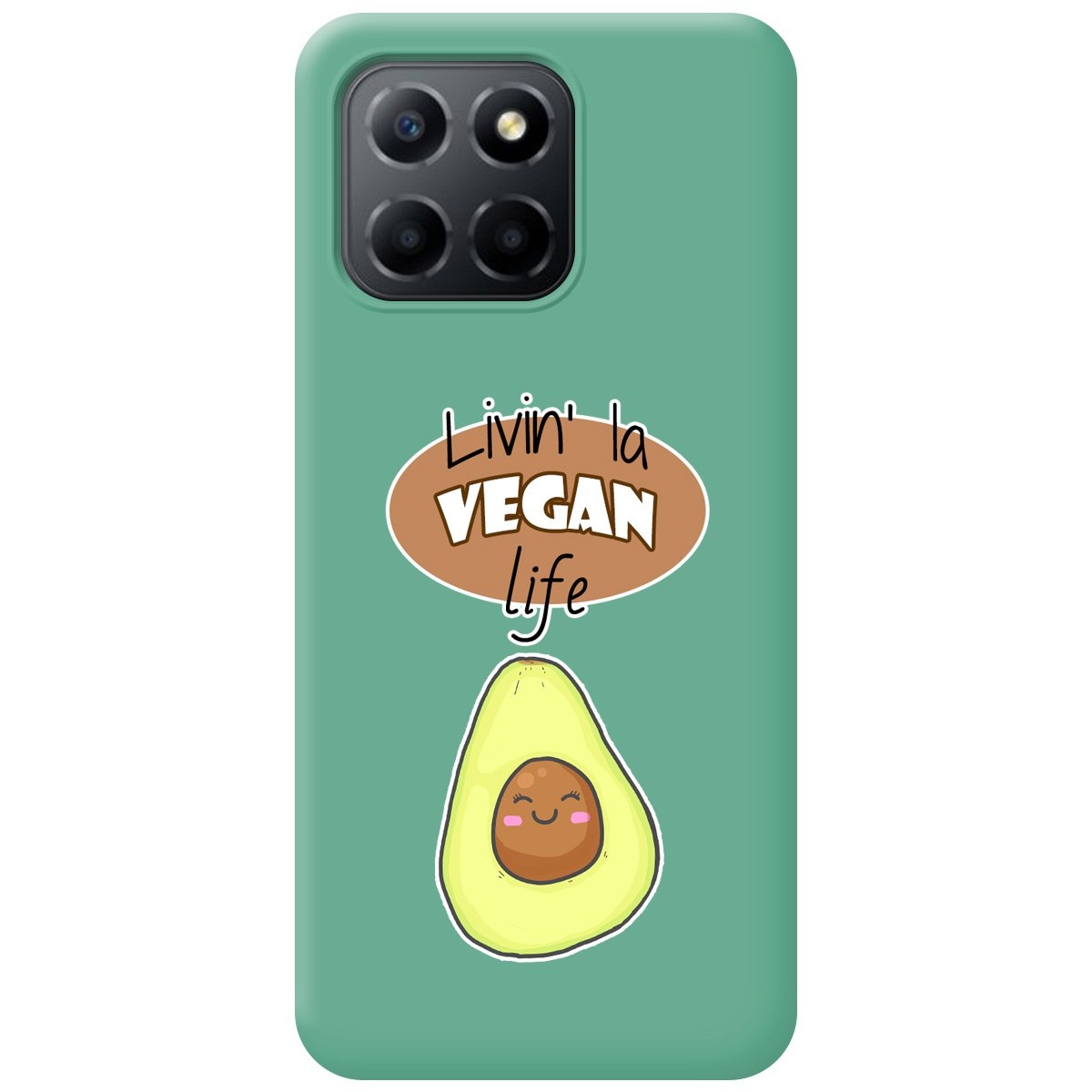Funda Silicona Líquida Verde para Huawei Honor 70 Lite 5G diseño Vegan Life Dibujos