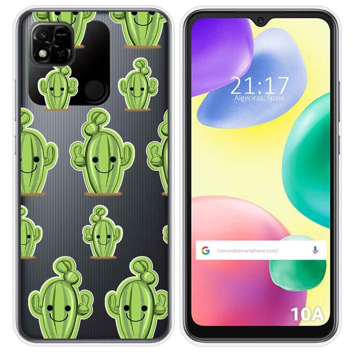 Funda Silicona Transparente compatible con Xiaomi Redmi 10A diseño Cactus Dibujos