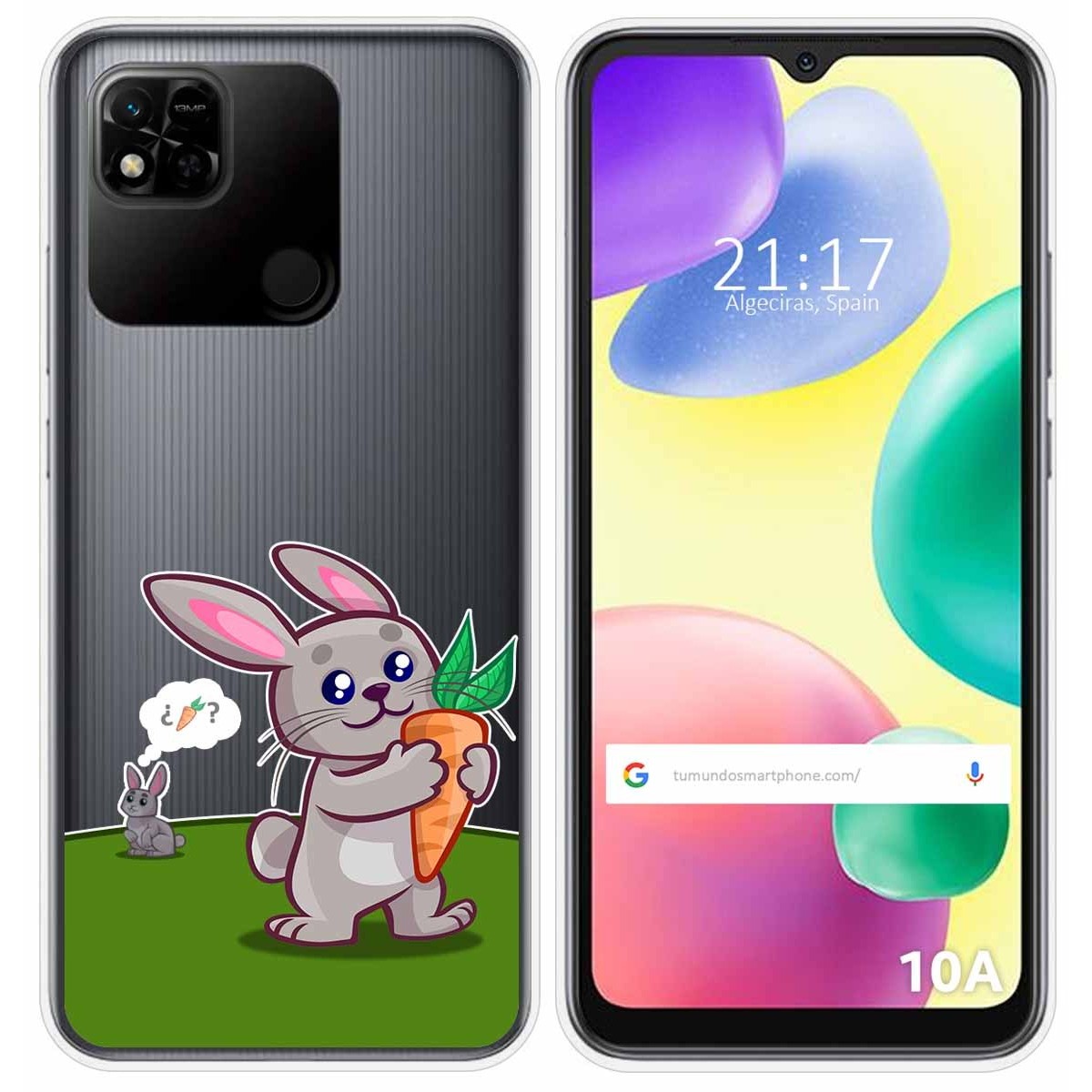 Funda Silicona Transparente compatible con Xiaomi Redmi 10A diseño Conejo Dibujos