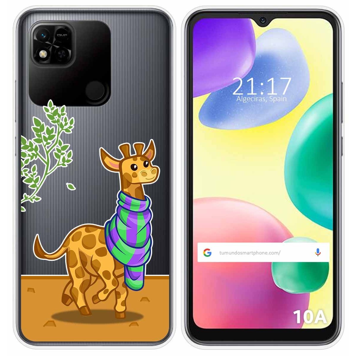 Funda Silicona Transparente compatible con Xiaomi Redmi 10A diseño Jirafa Dibujos