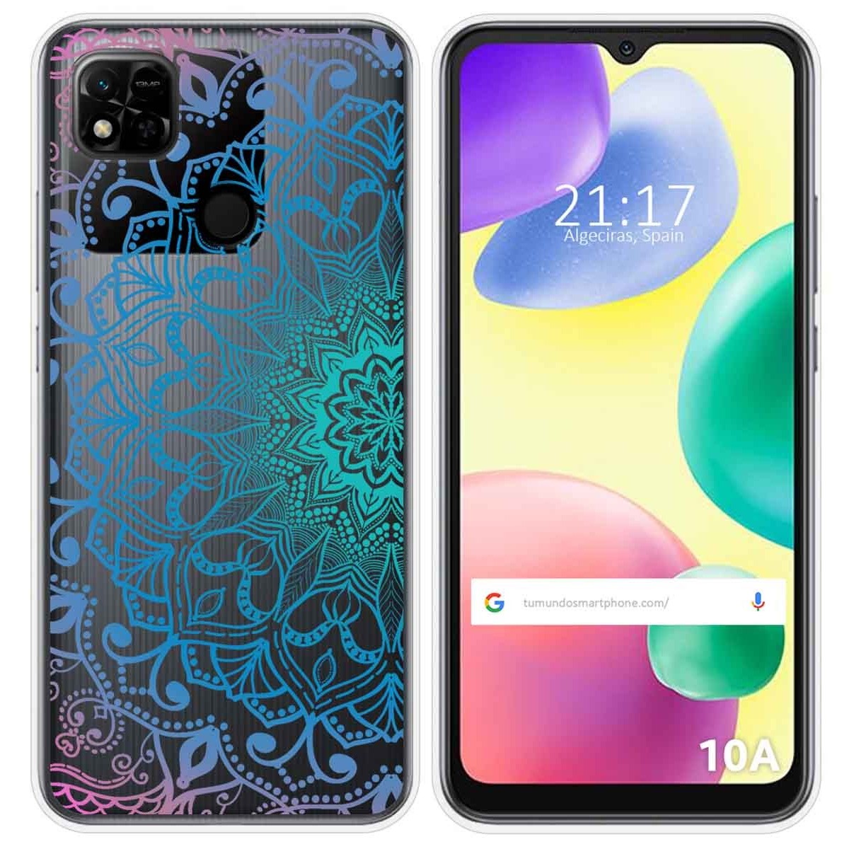 Funda Silicona Transparente compatible con Xiaomi Redmi 10A diseño Mandala Dibujos