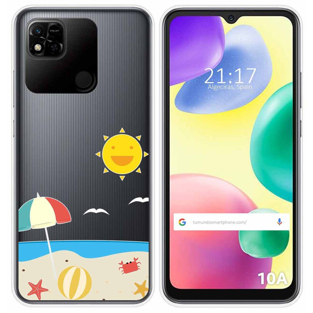 Funda Silicona Transparente compatible con Xiaomi Redmi 10A diseño Playa Dibujos