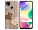 Funda Silicona compatible con Xiaomi Redmi 10A diseño Corazones Madera Dibujos