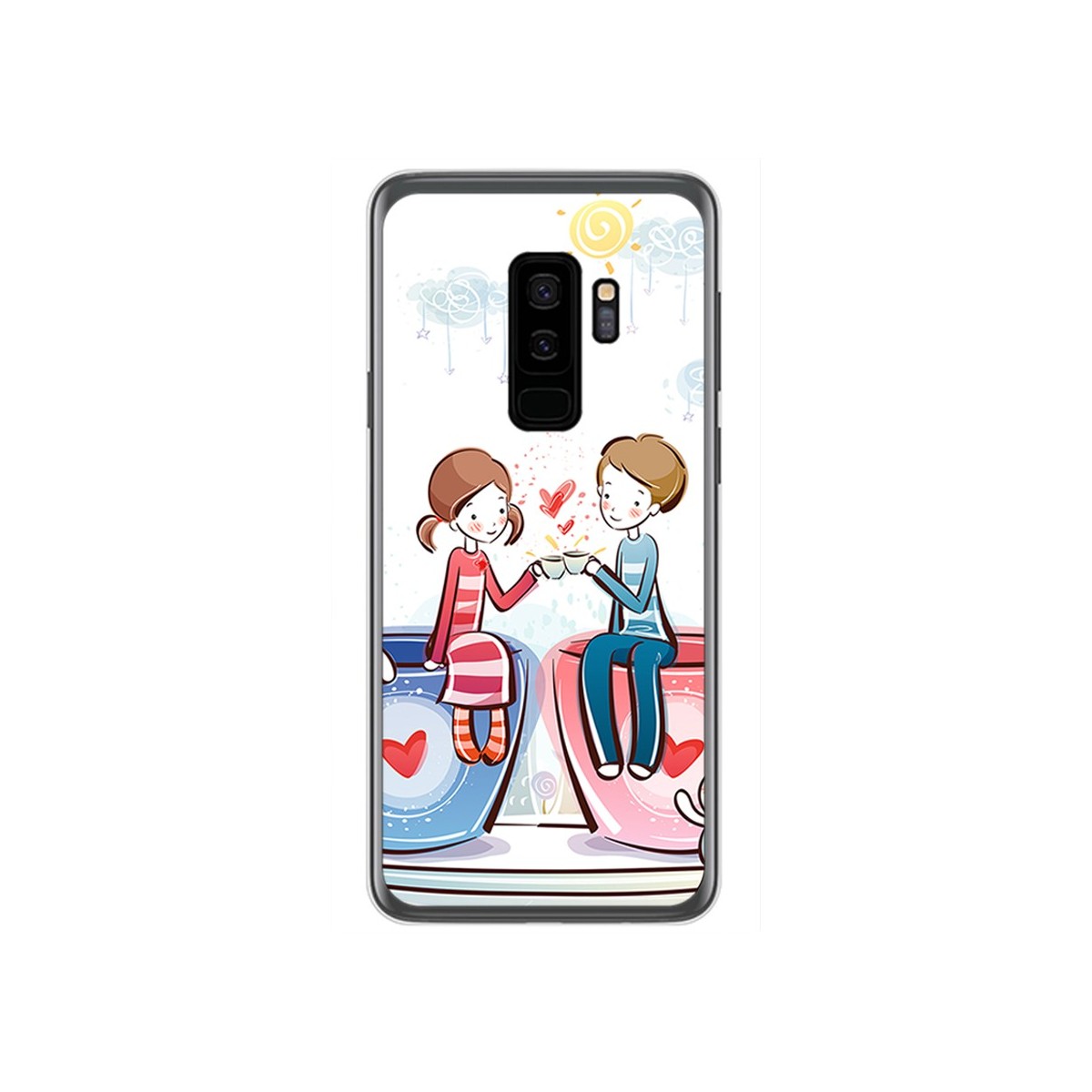 Funda Gel Tpu para Samsung Galaxy S9 Plus Diseño Cafe Dibujos