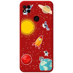 Funda Silicona Líquida Roja compatible con Xiaomi Redmi 10A diseño Espacio Dibujos