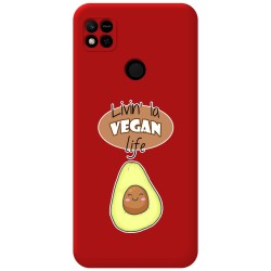 Funda Silicona Líquida Roja compatible con Xiaomi Redmi 10A diseño Vegan Life Dibujos