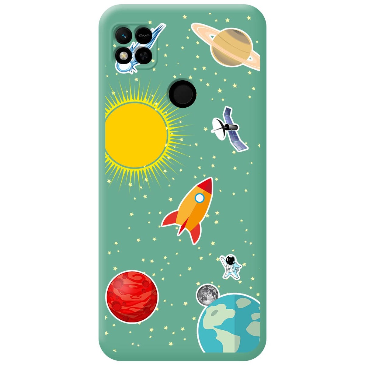 Funda Silicona Líquida Verde compatible con Xiaomi Redmi 10A diseño Espacio Dibujos