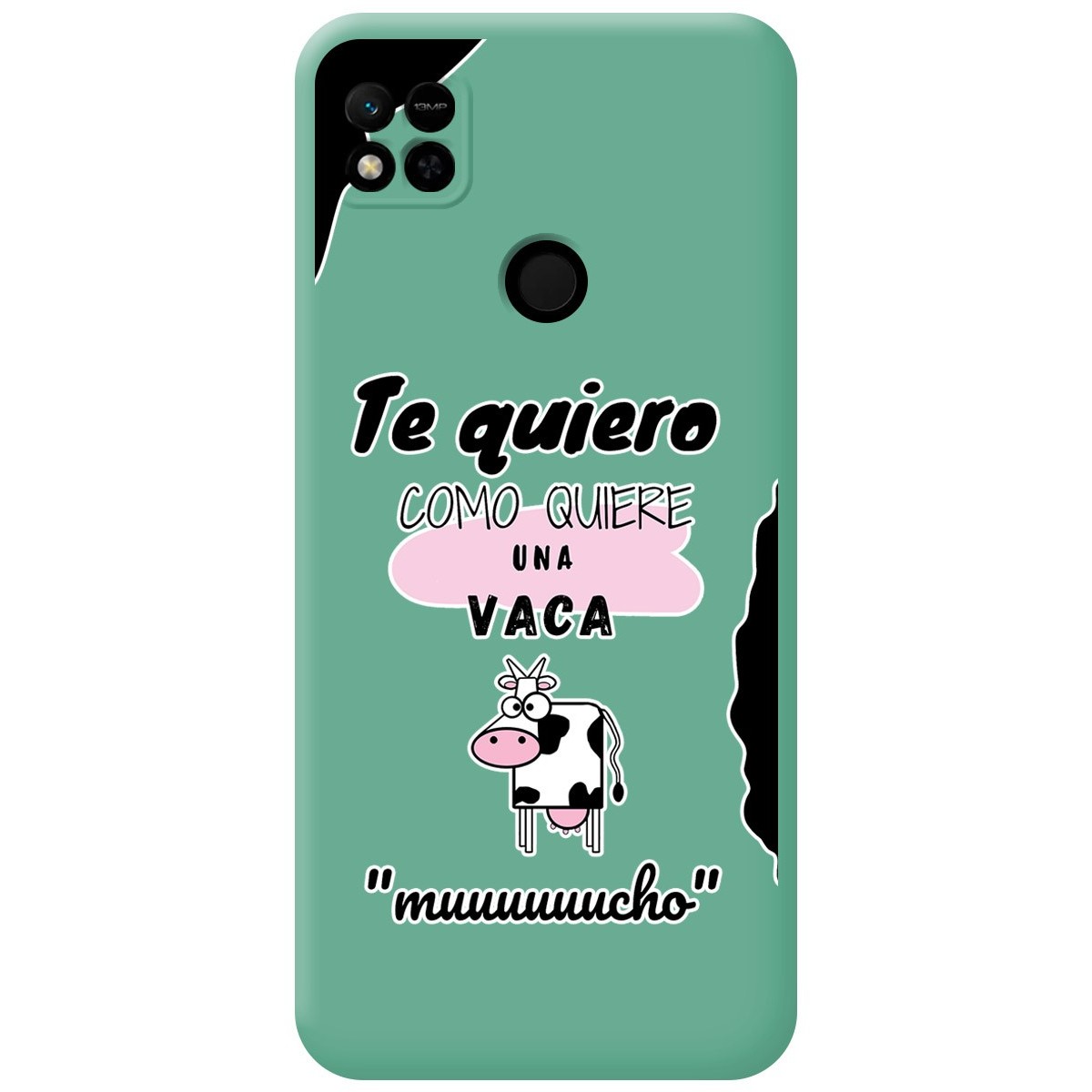 Funda Silicona Líquida Verde compatible con Xiaomi Redmi 10A diseño Vaca Dibujos