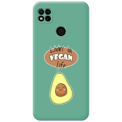 Funda Silicona Líquida Verde compatible con Xiaomi Redmi 10A diseño Vegan Life Dibujos