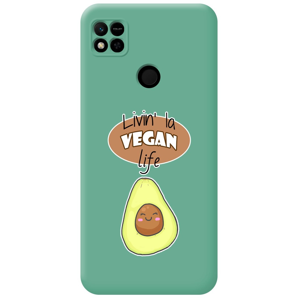 Funda Silicona Líquida Verde compatible con Xiaomi Redmi 10A diseño Vegan Life Dibujos