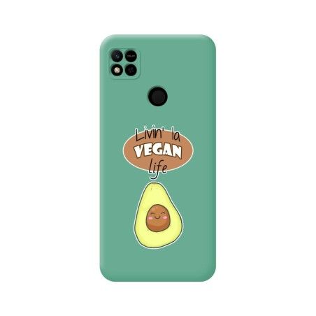 Funda Silicona Líquida Verde compatible con Xiaomi Redmi 10A diseño Vegan Life Dibujos