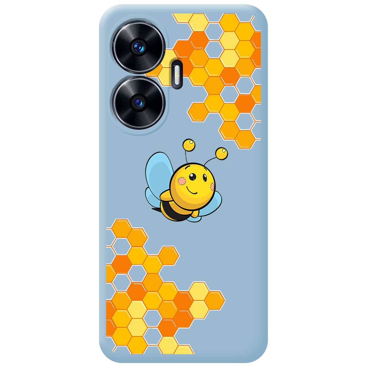 Funda Silicona Líquida Azul para Realme C55 diseño Abeja Dibujos