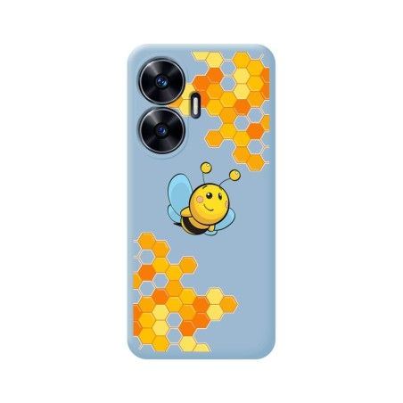 Funda Silicona Líquida Azul para Realme C55 diseño Abeja Dibujos