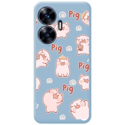 Funda Silicona Líquida Azul para Realme C55 diseño Cerdos Dibujos