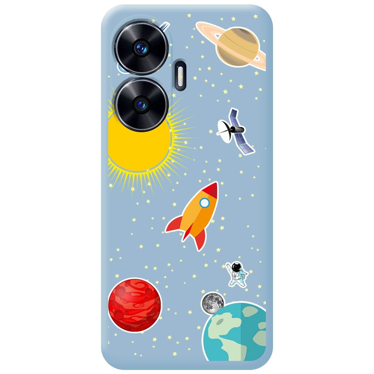 Funda Silicona Líquida Azul para Realme C55 diseño Espacio Dibujos