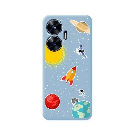 Funda Silicona Líquida Azul para Realme C55 diseño Espacio Dibujos