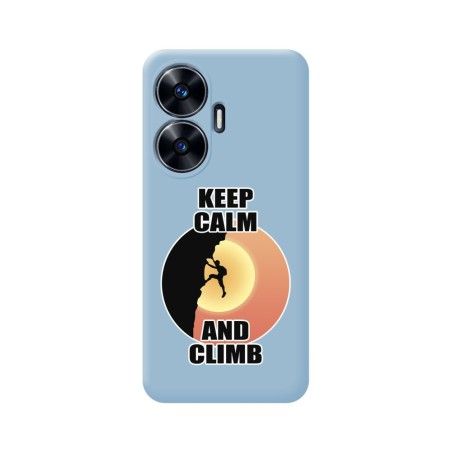 Funda Silicona Líquida Azul para Realme C55 diseño Hombre Escalada Dibujos