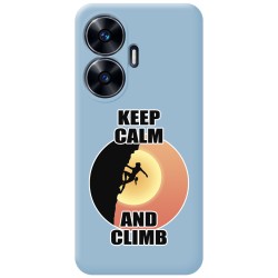 Funda Silicona Líquida Azul para Realme C55 diseño Mujer Escalada Dibujos