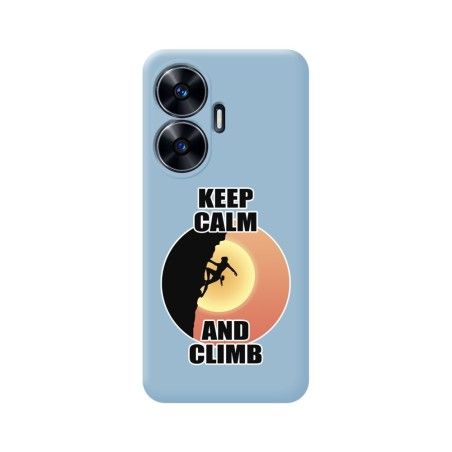 Funda Silicona Líquida Azul para Realme C55 diseño Mujer Escalada Dibujos