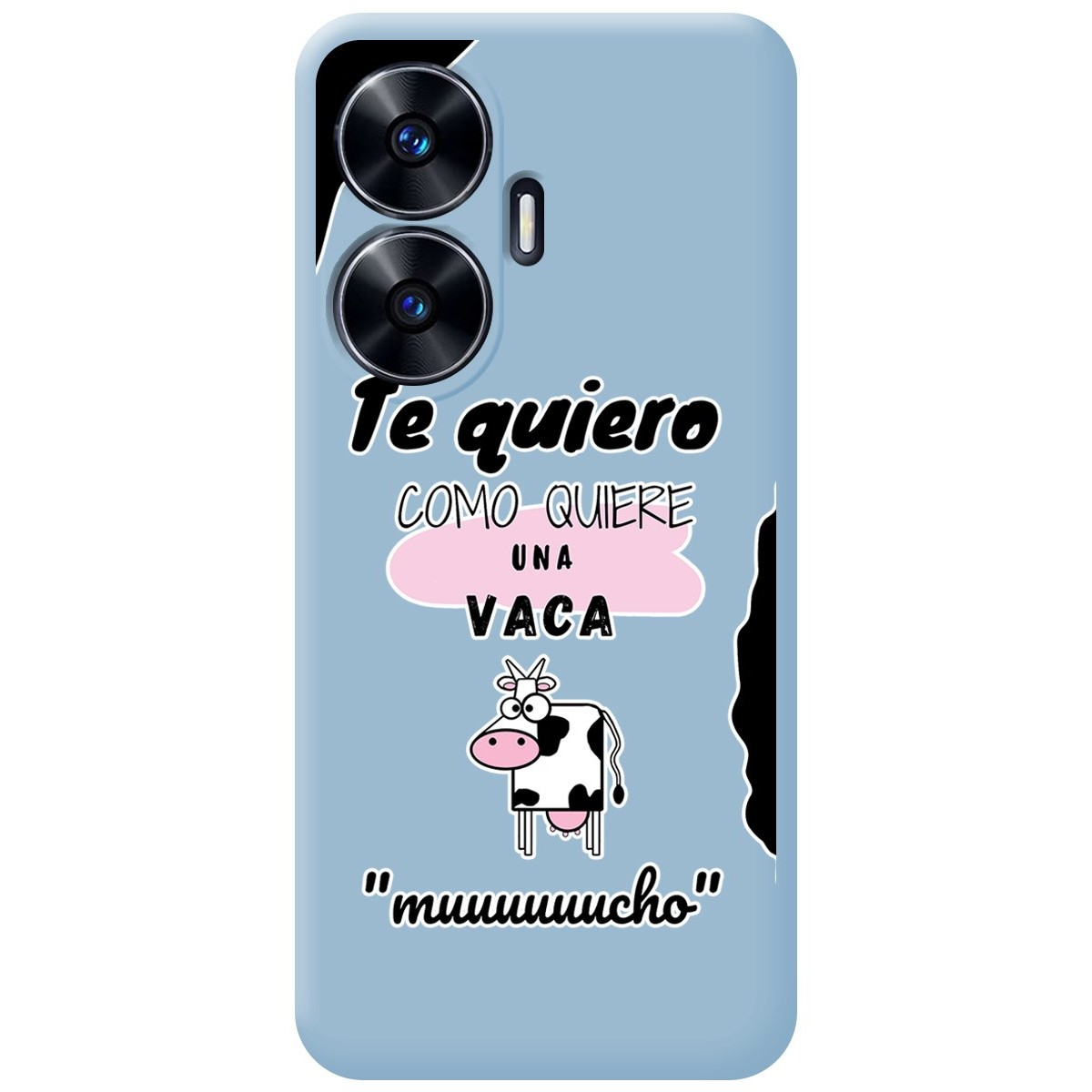 Funda Silicona Líquida Azul para Realme C55 diseño Vaca Dibujos