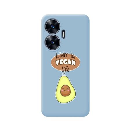 Funda Silicona Líquida Azul para Realme C55 diseño Vegan Life Dibujos