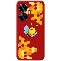 Funda Silicona Líquida Roja para Realme C55 diseño Abeja Dibujos