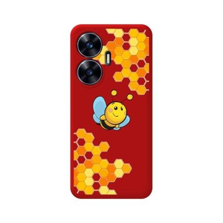 Funda Silicona Líquida Roja para Realme C55 diseño Abeja Dibujos