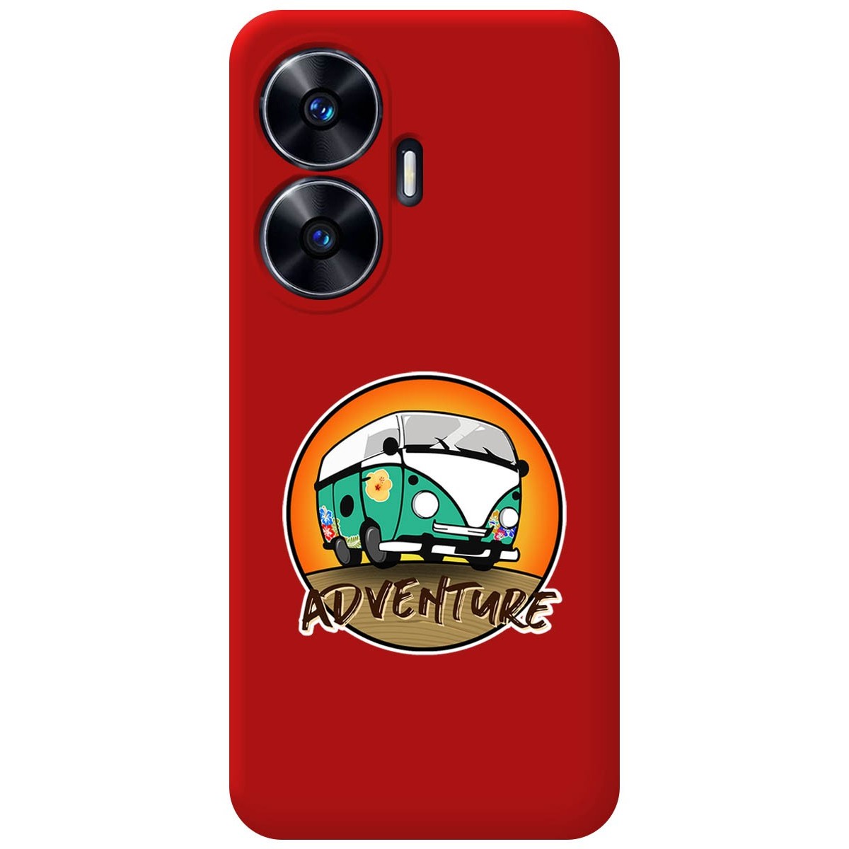 Funda Silicona Líquida Roja para Realme C55 diseño Adventure Dibujos