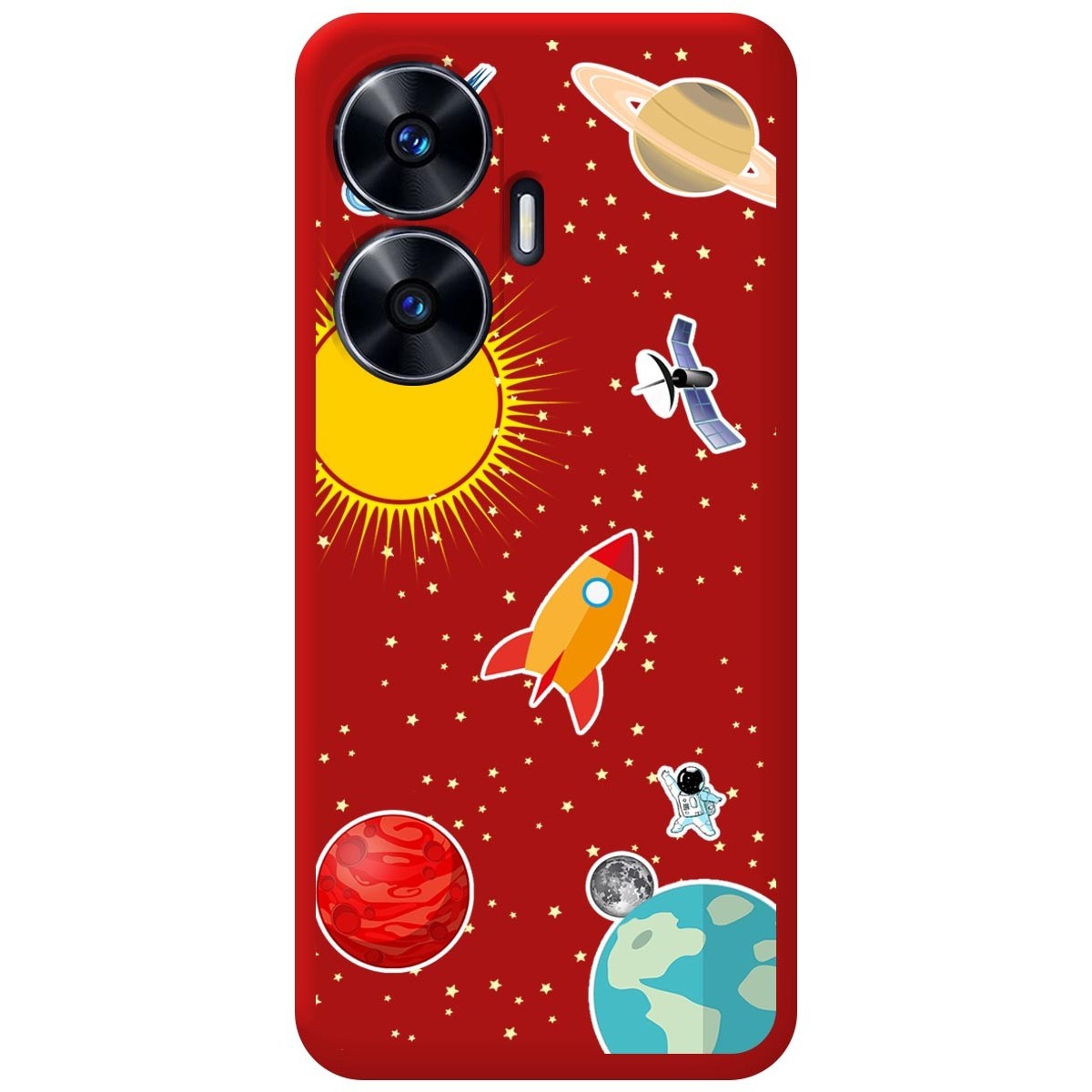 Funda Silicona Líquida Roja para Realme C55 diseño Espacio Dibujos