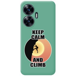 Funda Silicona Líquida Verde para Realme C55 diseño Hombre Escalada Dibujos
