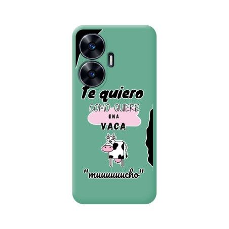 Funda Silicona Líquida Verde para Realme C55 diseño Vaca Dibujos