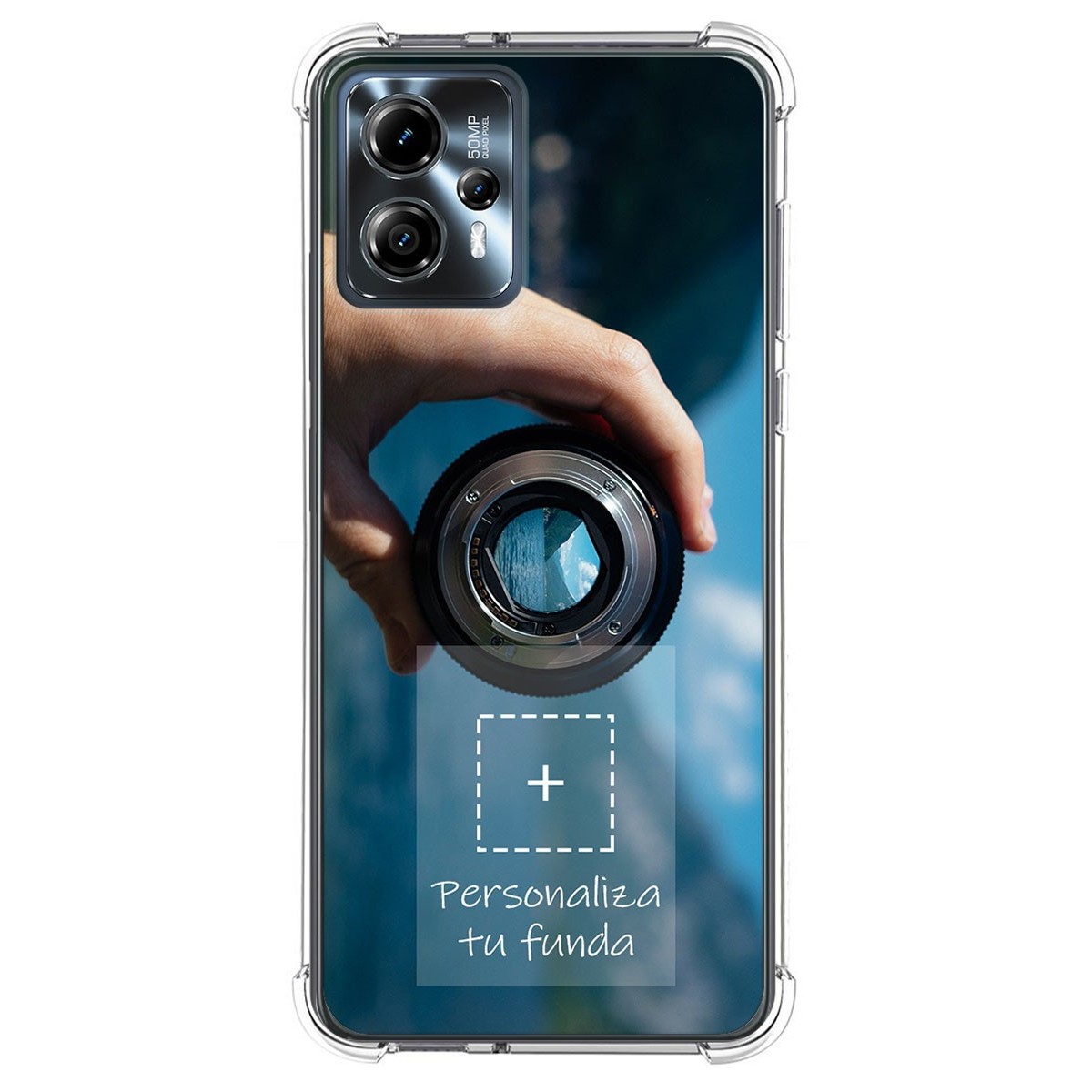 Personaliza tu Funda Silicona AntiGolpes Transparente con tu Fotografía para Motorola Moto G13 Dibujo Personalizada