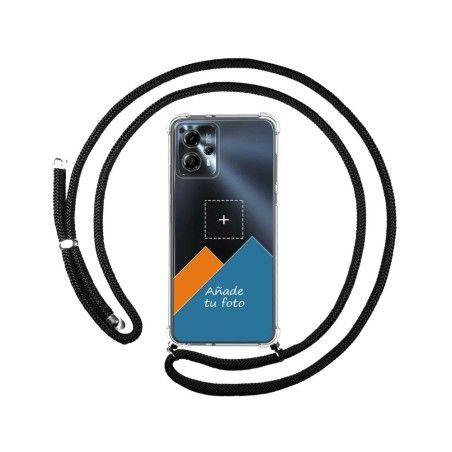 Personaliza tu Funda Colgante Transparente para Motorola Moto G13 con Cordon Negro Dibujo Personalizada